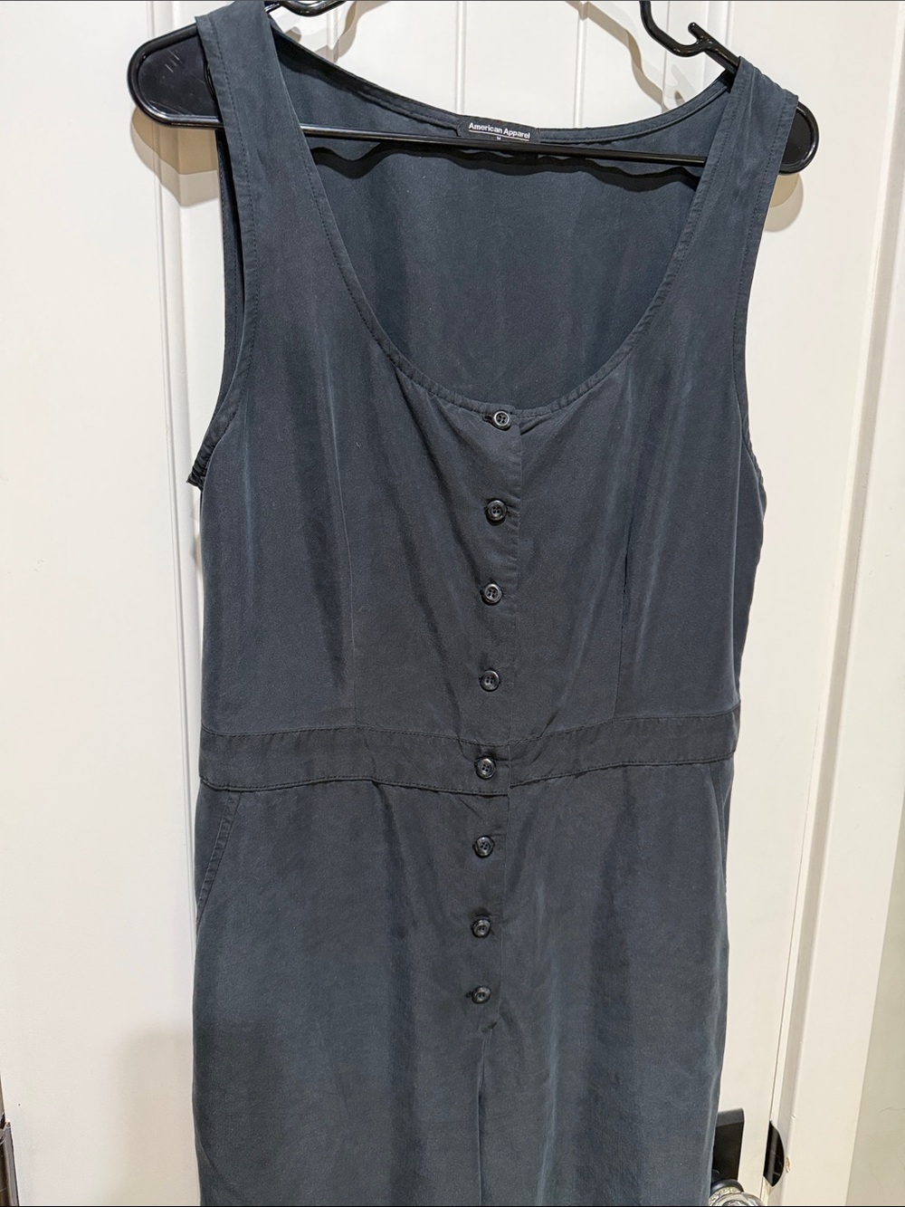 American Apparel Charcoal Button-Front Sleeveless Jumpsuit